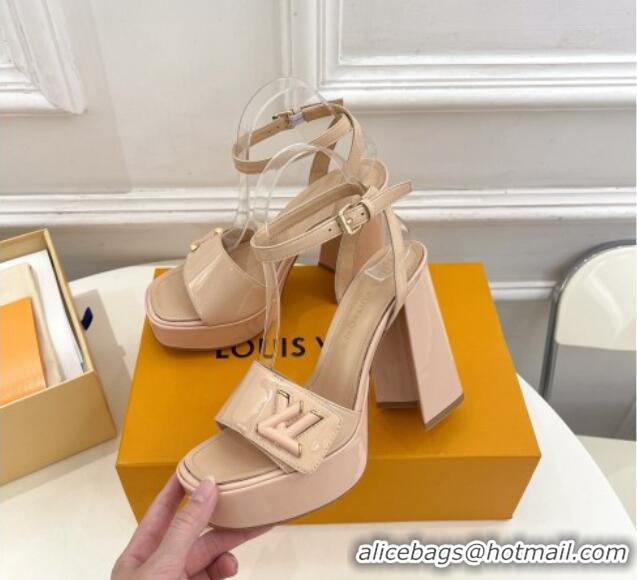 Purchase Louis Vuitton Shake Platform Sandals 12cm in Patent Leather Nude 606108