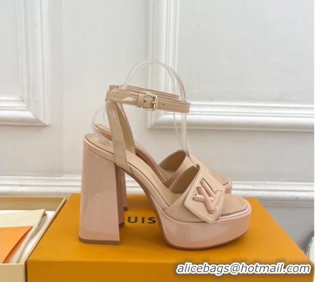 Purchase Louis Vuitton Shake Platform Sandals 12cm in Patent Leather Nude 606108