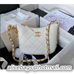 Pretty Style Chanel Shiny Lambskin Hobo Bag AS4443 White