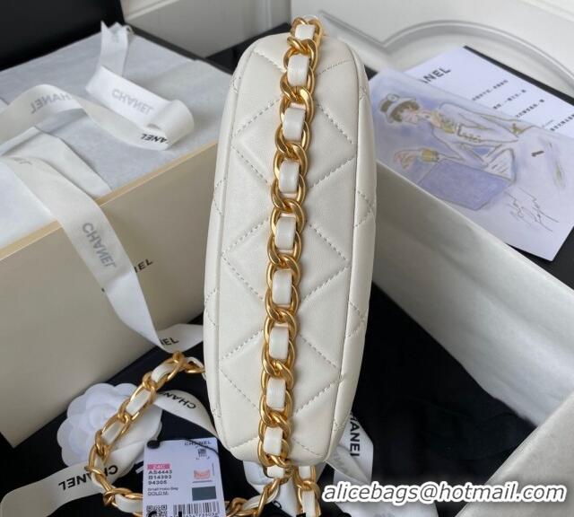 Pretty Style Chanel Shiny Lambskin Hobo Bag AS4443 White