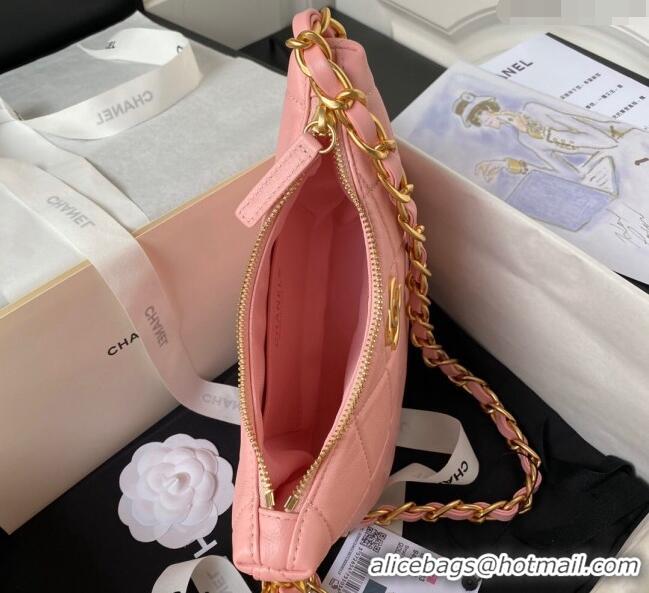 Top Grade Chanel Shiny Lambskin Hobo Bag AS4443 Coral Pink