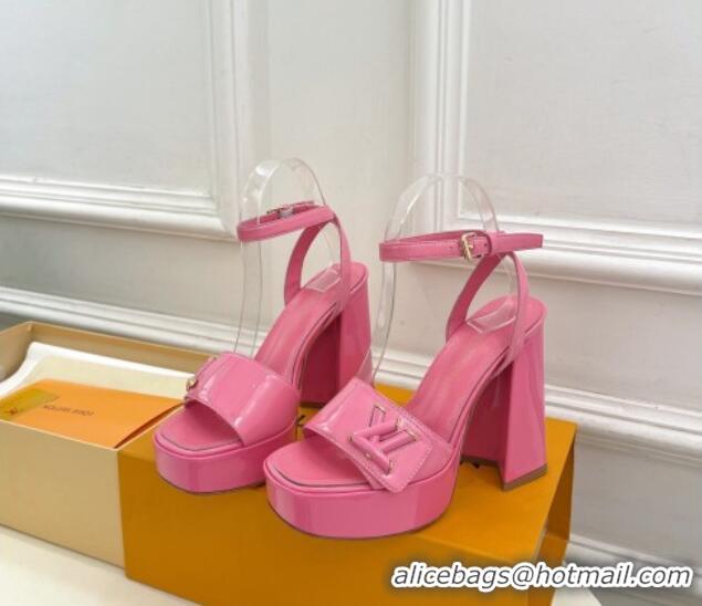 Low Price Louis Vuitton Shake Platform Sandals 12cm in Patent Leather Pink 606109