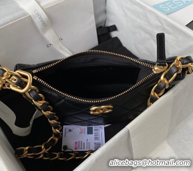 Trendy Design Chanel Shiny Lambskin Hobo Bag AS4443 Black