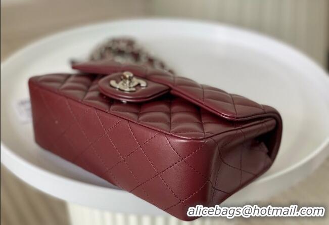 Specials Best Chanel Lambskin Classic Mini Flap Bag A69900 Burgundy/Silver