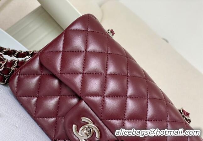 Specials Best Chanel Lambskin Classic Mini Flap Bag A69900 Burgundy/Silver