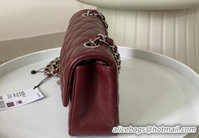 Specials Best Chanel Lambskin Classic Mini Flap Bag A69900 Burgundy/Silver