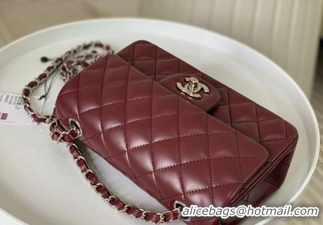 Specials Best Chanel Lambskin Classic Mini Flap Bag A69900 Burgundy/Silver