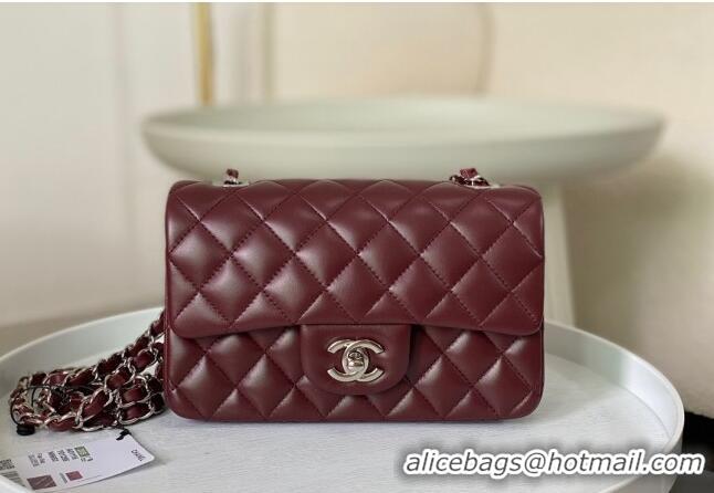 Specials Best Chanel Lambskin Classic Mini Flap Bag A69900 Burgundy/Silver