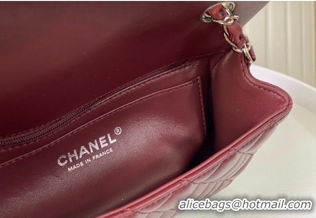 Specials Best Chanel Lambskin Classic Mini Flap Bag A69900 Burgundy/Silver