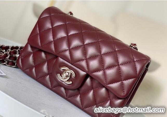 Specials Best Chanel Lambskin Classic Mini Flap Bag A69900 Burgundy/Silver