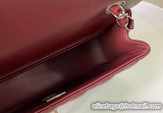 Specials Best Chanel Lambskin Classic Mini Flap Bag A69900 Burgundy/Silver