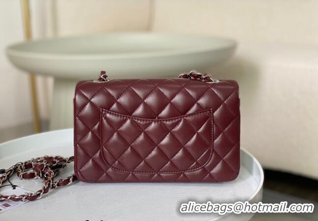 Specials Best Chanel Lambskin Classic Mini Flap Bag A69900 Burgundy/Silver