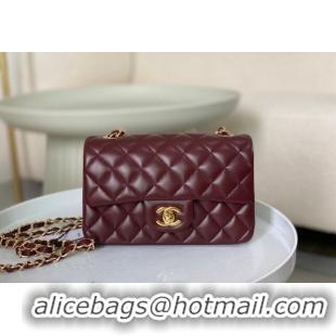 Original Cheap Chanel Lambskin Classic Mini Flap Bag A69900 Burgundy/Gold