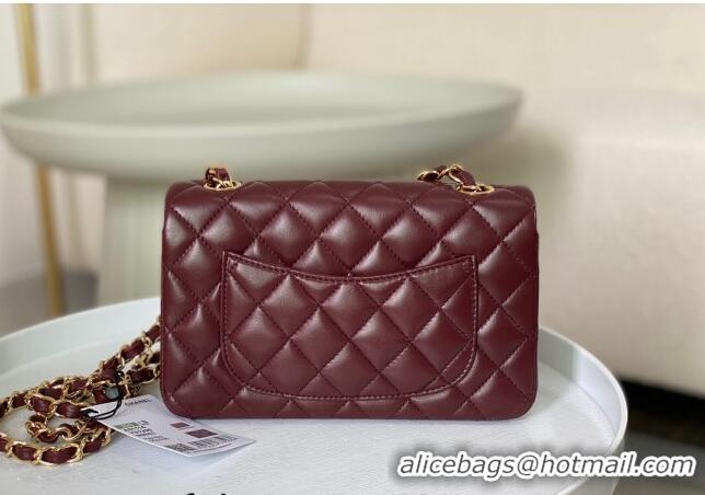 Original Cheap Chanel Lambskin Classic Mini Flap Bag A69900 Burgundy/Gold