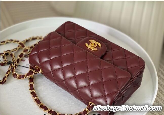 Original Cheap Chanel Lambskin Classic Mini Flap Bag A69900 Burgundy/Gold