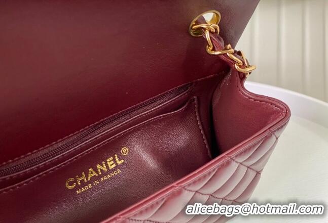 Original Cheap Chanel Lambskin Classic Mini Flap Bag A69900 Burgundy/Gold