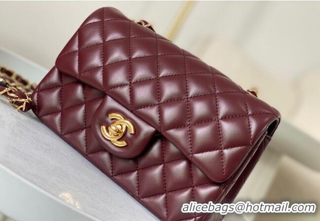 Original Cheap Chanel Lambskin Classic Mini Flap Bag A69900 Burgundy/Gold