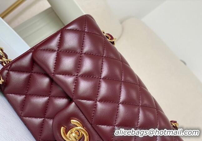 Original Cheap Chanel Lambskin Classic Mini Flap Bag A69900 Burgundy/Gold