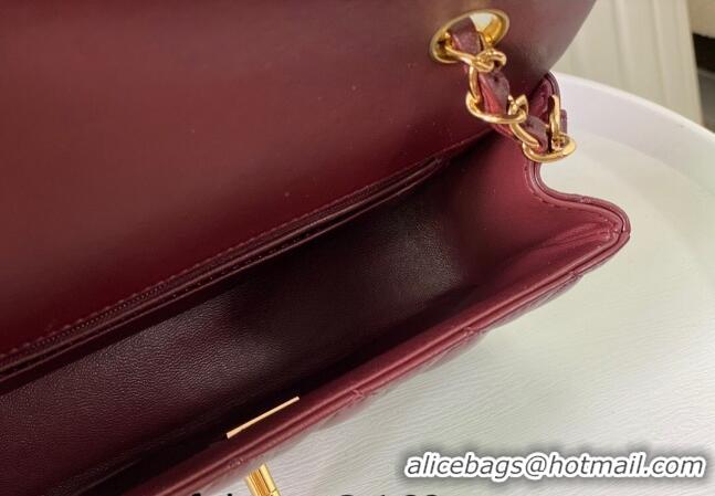 Original Cheap Chanel Lambskin Classic Mini Flap Bag A69900 Burgundy/Gold