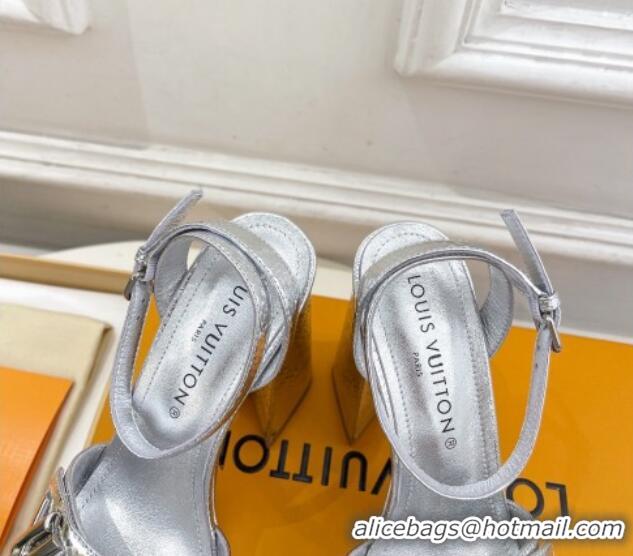 Best Price Louis Vuitton Shake Platform Sandals 12cm in Snakeskin Embossed Leather Silver 606111