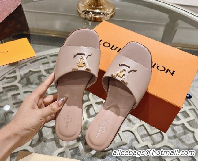 Lowest Price Louis Vuitton LV Capri Flat Slide Sandals in Calf Leather Light Pink 606116