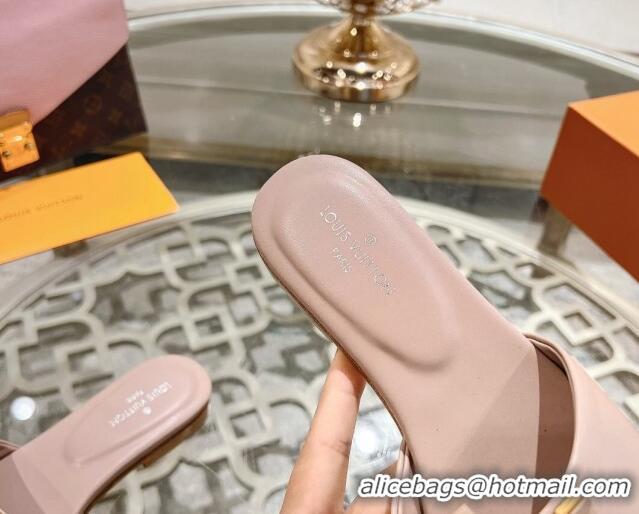 Lowest Price Louis Vuitton LV Capri Flat Slide Sandals in Calf Leather Light Pink 606116