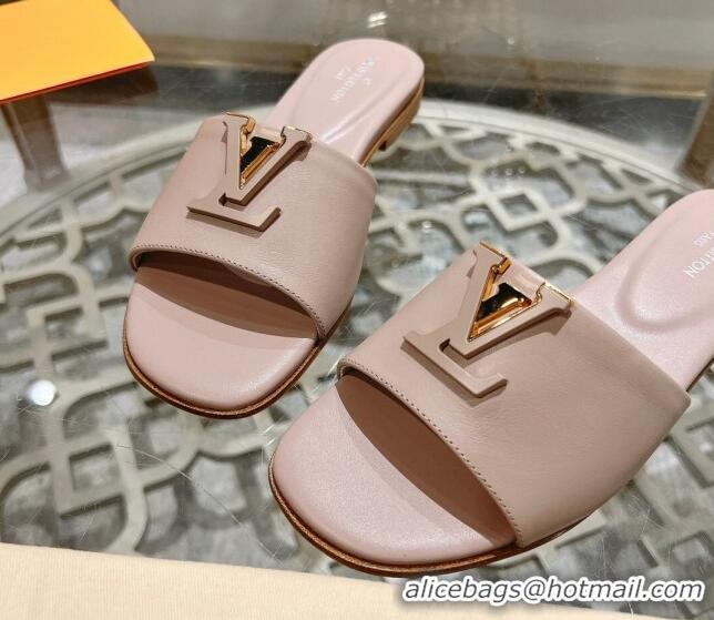 Lowest Price Louis Vuitton LV Capri Flat Slide Sandals in Calf Leather Light Pink 606116