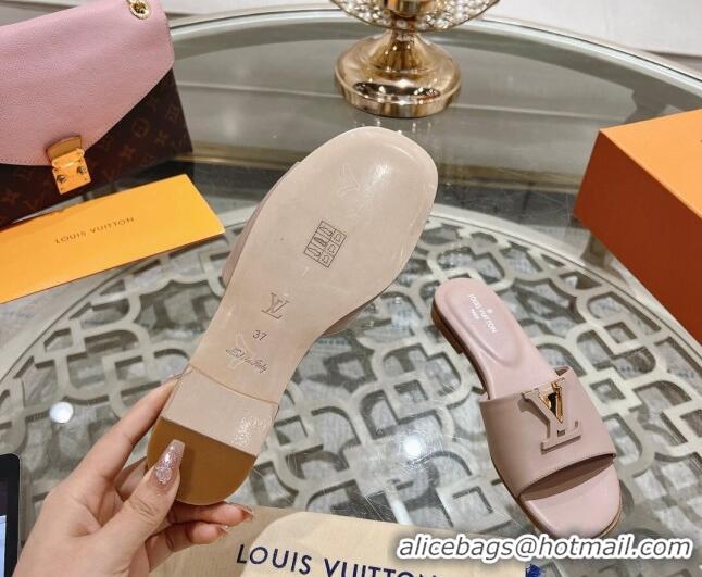 Lowest Price Louis Vuitton LV Capri Flat Slide Sandals in Calf Leather Light Pink 606116