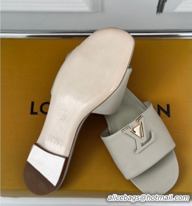 Luxurious Louis Vuitton LV Capri Flat Slide Sandals in Calf Leather Grey 606118