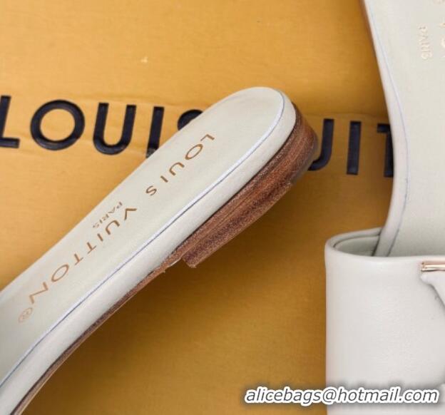 Luxurious Louis Vuitton LV Capri Flat Slide Sandals in Calf Leather Grey 606118