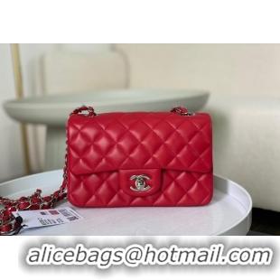 Good Taste Chanel Lambskin Classic Mini Flap Bag A69900 Red/Silver