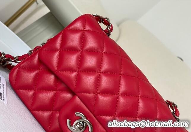 Good Taste Chanel Lambskin Classic Mini Flap Bag A69900 Red/Silver