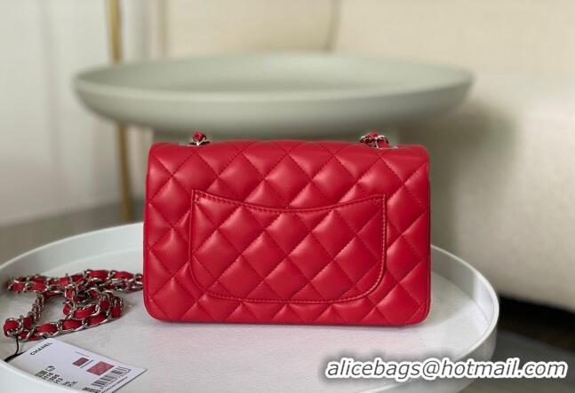 Good Taste Chanel Lambskin Classic Mini Flap Bag A69900 Red/Silver