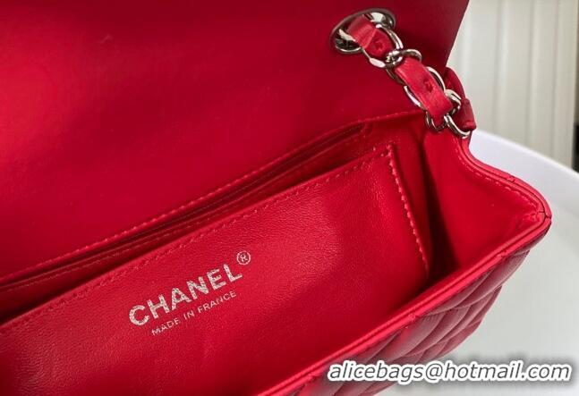 Good Taste Chanel Lambskin Classic Mini Flap Bag A69900 Red/Silver