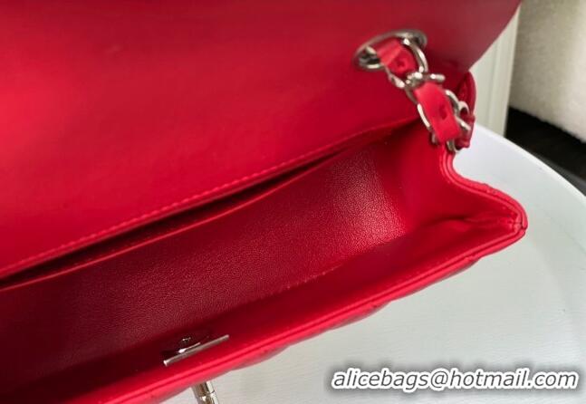 Good Taste Chanel Lambskin Classic Mini Flap Bag A69900 Red/Silver