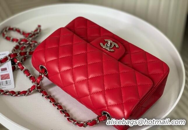 Good Taste Chanel Lambskin Classic Mini Flap Bag A69900 Red/Silver