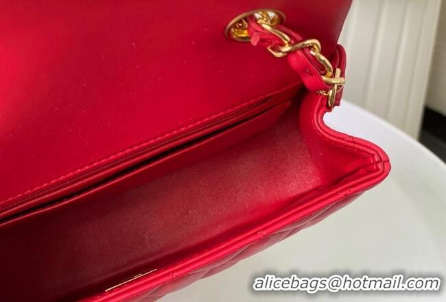 Top Grade Chanel Lambskin Classic Mini Flap Bag A69900 Red/Gold