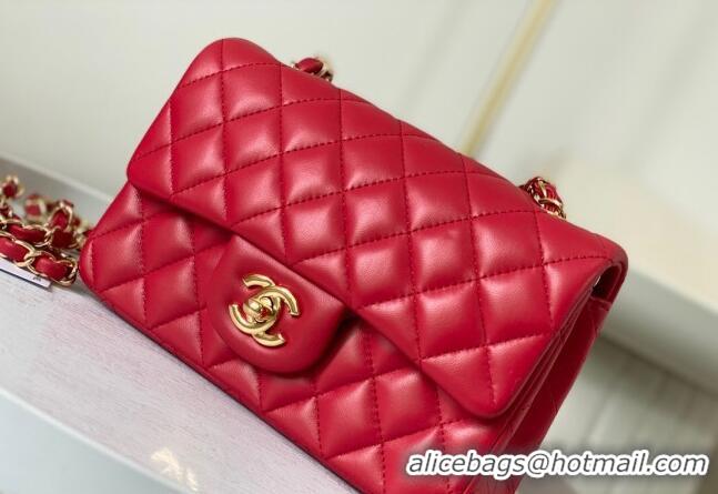 Top Grade Chanel Lambskin Classic Mini Flap Bag A69900 Red/Gold