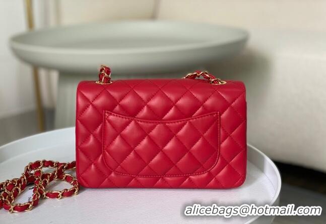 Top Grade Chanel Lambskin Classic Mini Flap Bag A69900 Red/Gold