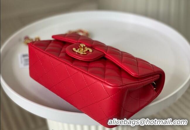 Top Grade Chanel Lambskin Classic Mini Flap Bag A69900 Red/Gold