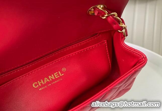 Top Grade Chanel Lambskin Classic Mini Flap Bag A69900 Red/Gold