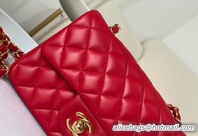 Top Grade Chanel Lambskin Classic Mini Flap Bag A69900 Red/Gold