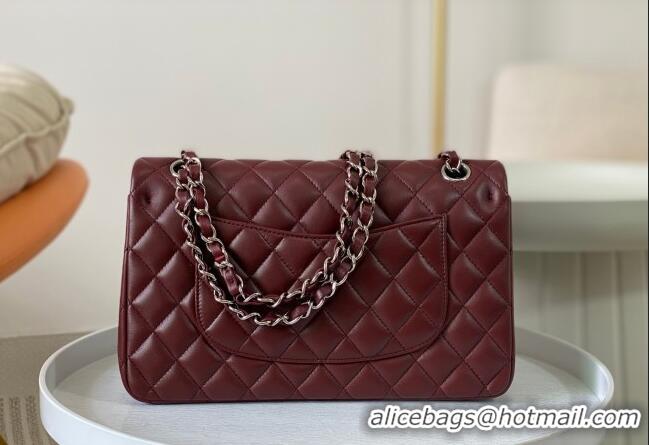 Luxurious Chanel Lambskin Classic Medium Flap Bag A01112 Burgundy/Silver