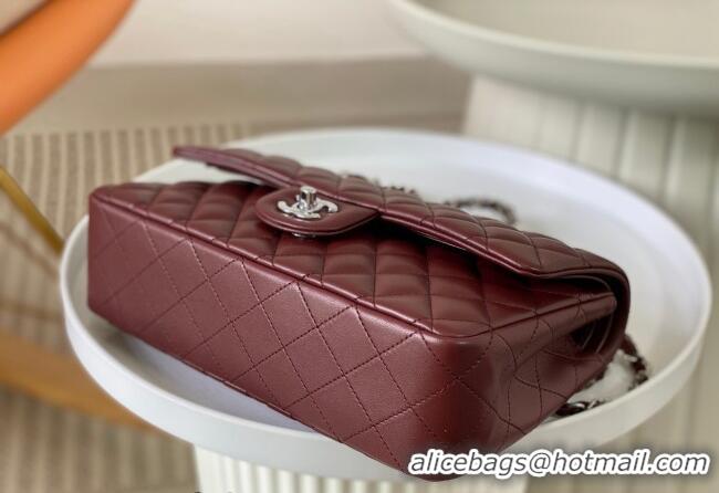 Luxurious Chanel Lambskin Classic Medium Flap Bag A01112 Burgundy/Silver