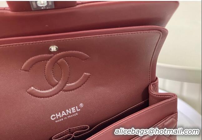 Luxurious Chanel Lambskin Classic Medium Flap Bag A01112 Burgundy/Silver