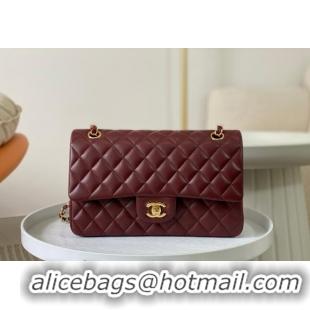 Top Design Chanel Lambskin Classic Medium Flap Bag A01112 Burgundy/Gold