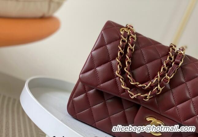 Top Design Chanel Lambskin Classic Medium Flap Bag A01112 Burgundy/Gold