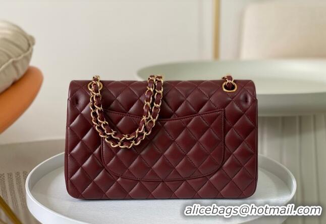 Top Design Chanel Lambskin Classic Medium Flap Bag A01112 Burgundy/Gold