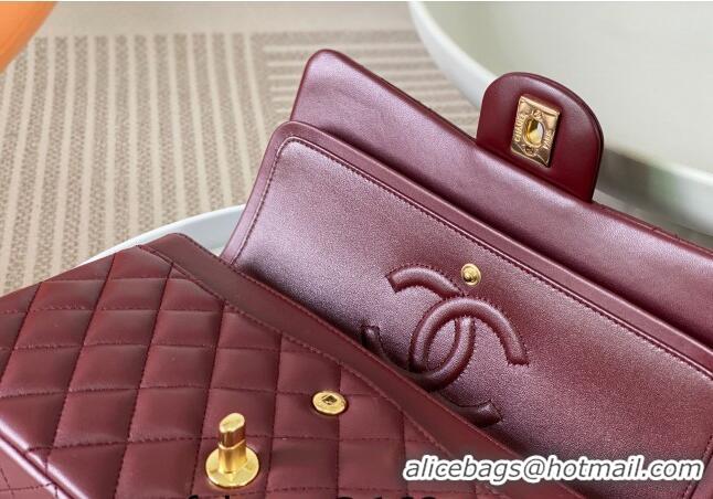 Top Design Chanel Lambskin Classic Medium Flap Bag A01112 Burgundy/Gold