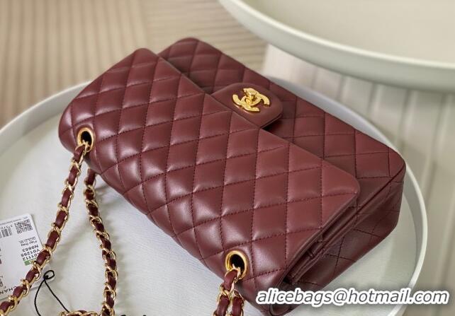 Top Design Chanel Lambskin Classic Medium Flap Bag A01112 Burgundy/Gold